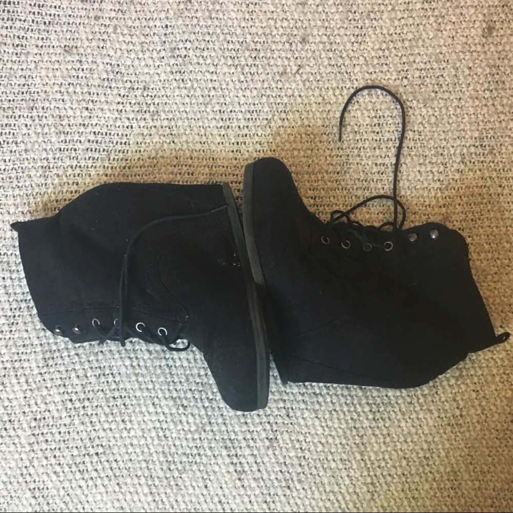 Lace Up Wedge Booties